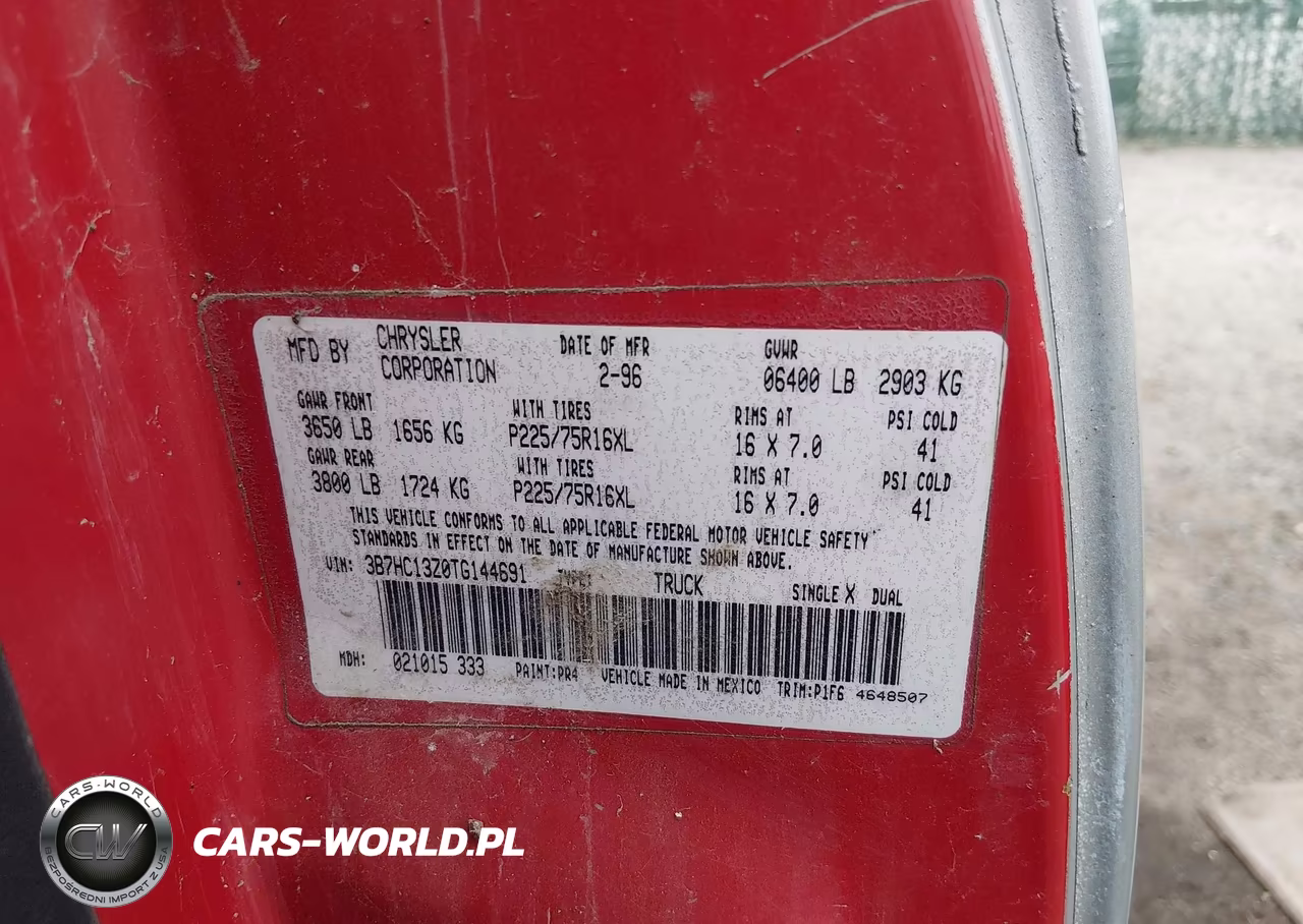 1996 Dodge Ram 1500 VIN:3B7HC13Z0TG144691 - 9