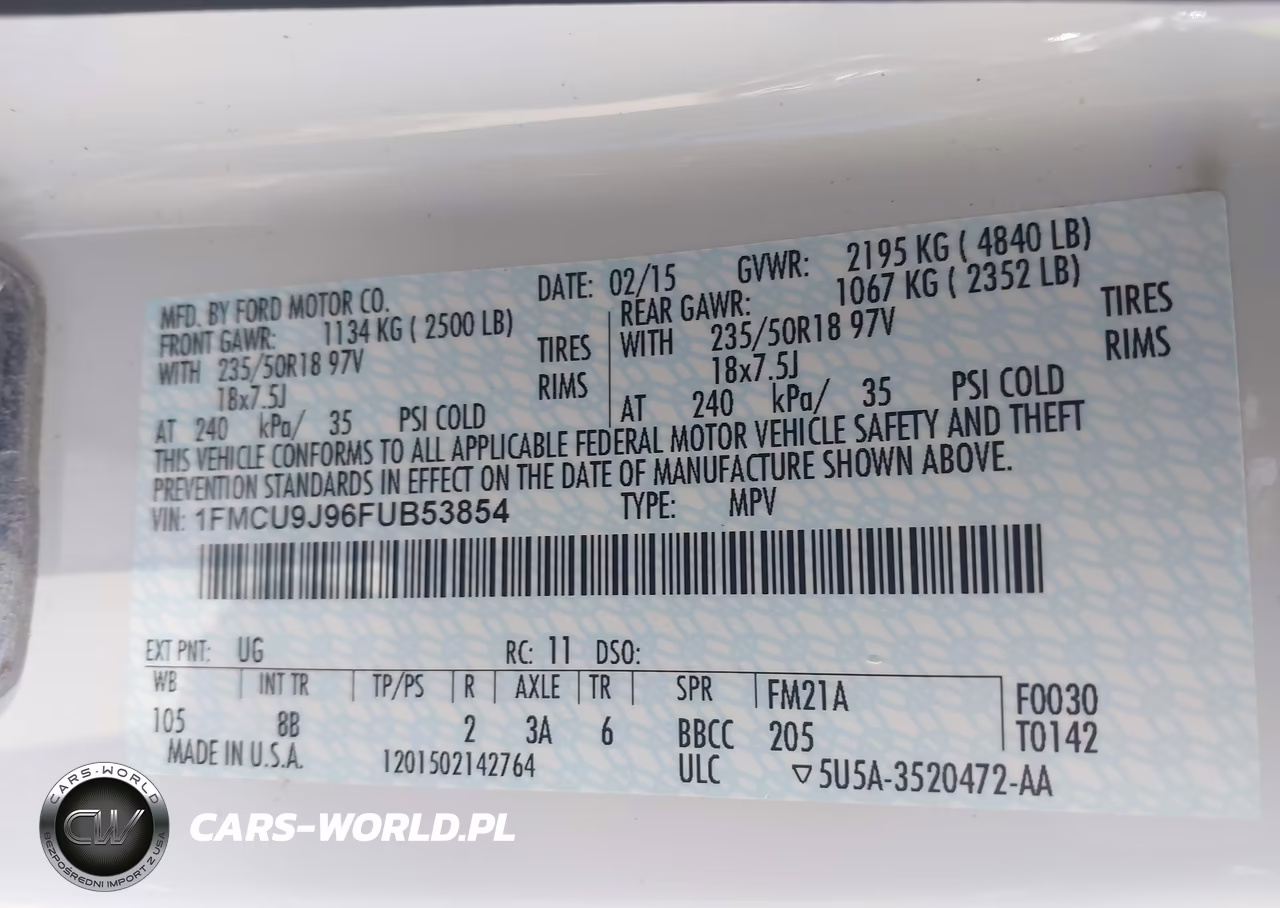 2015 Ford Escape Titanium VIN:1FMCU9J96FUB53854 - 9