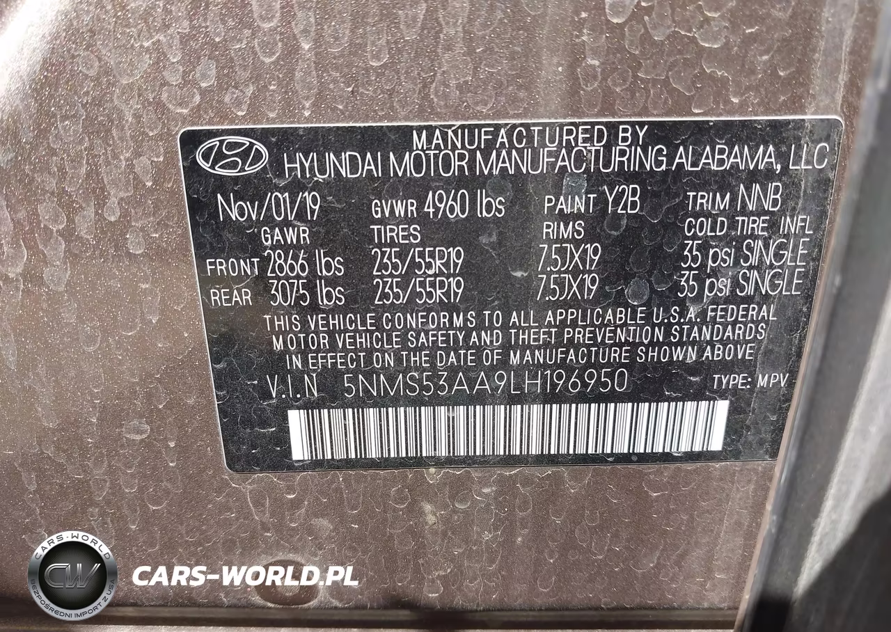 2020 Hyundai Santa Fe Limited 2.0T VIN:5NMS53AA9LH196950 - 9
