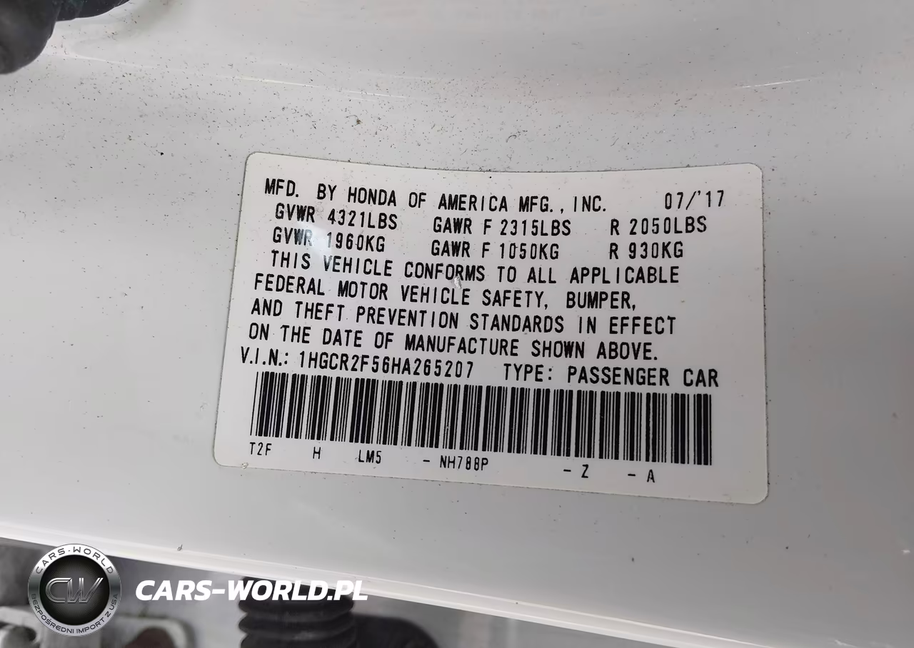 2017 Honda Accord Sport VIN:1HGCR2F56HA265207 - 9