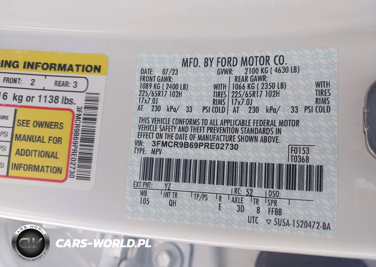 2023 Ford Bronco Sport Big Bend VIN:3FMCR9B69PRE02730 - 9