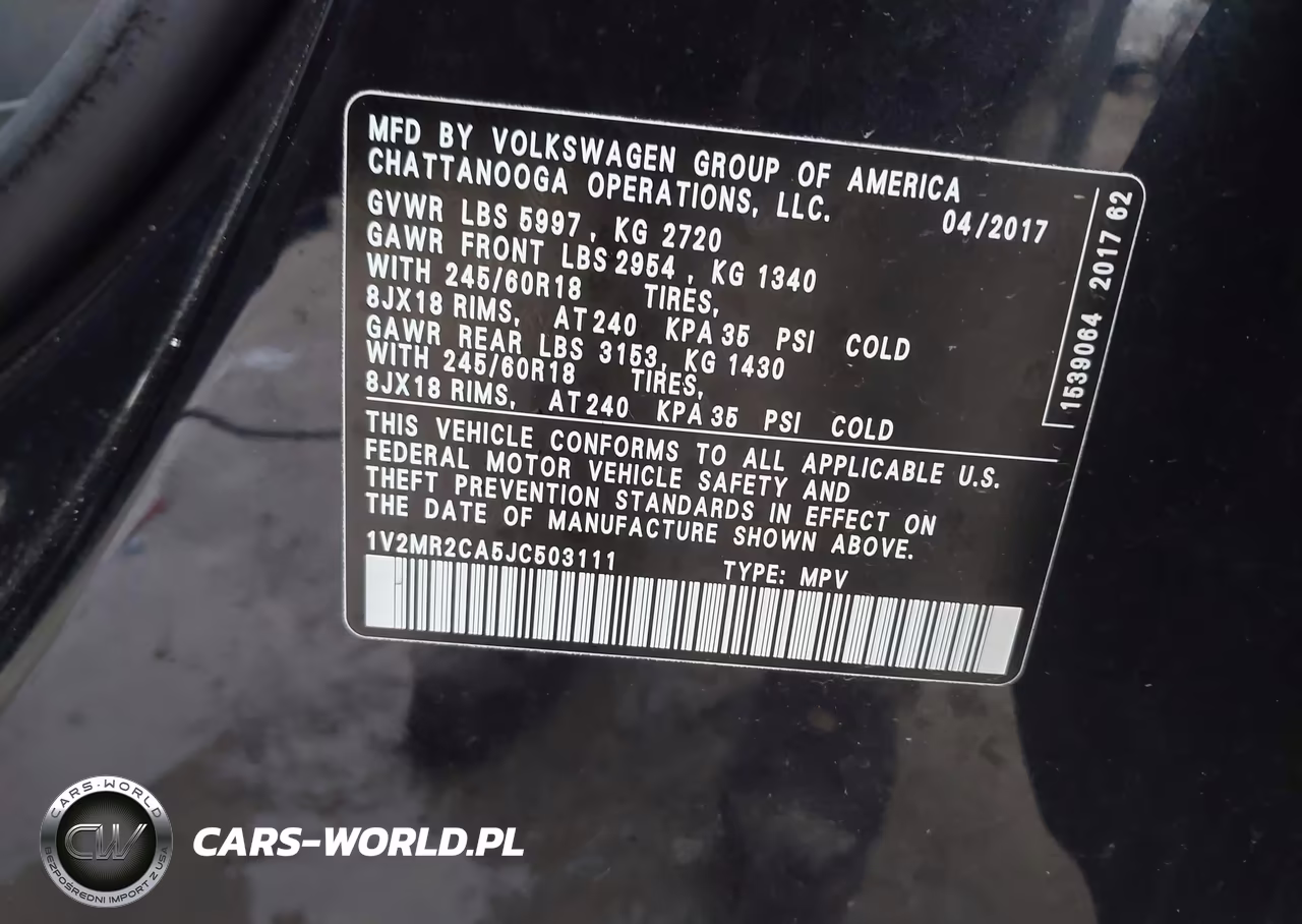2018 Volkswagen Atlas 3.6L V6 Sel VIN:1V2MR2CA5JC503111 - 9