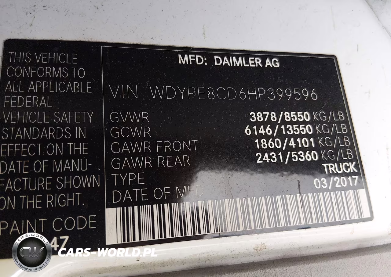 2017 Freightliner Sprinter 2500 VIN:WDYPE8CD6HP399596 - 8