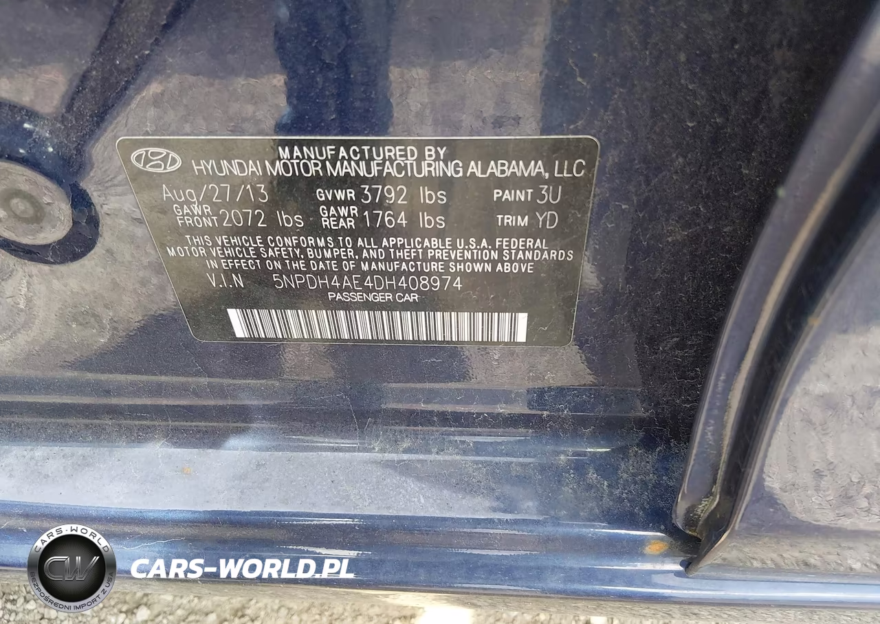 2013 Hyundai Elantra Gls VIN:5NPDH4AE4DH408974 - 9