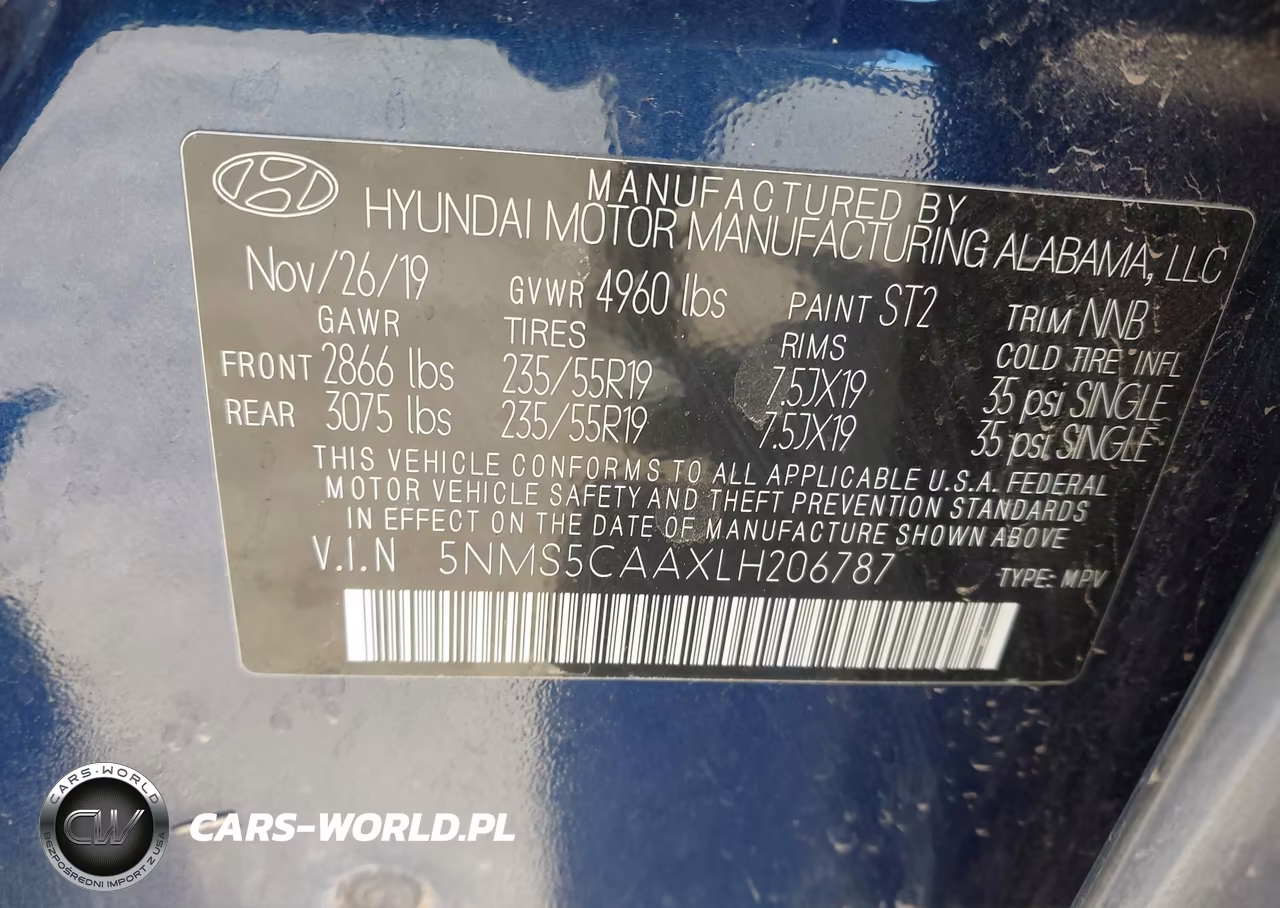 2020 Hyundai Santa Fe Limited 2.0T VIN:5NMS5CAAXLH206787 - 9