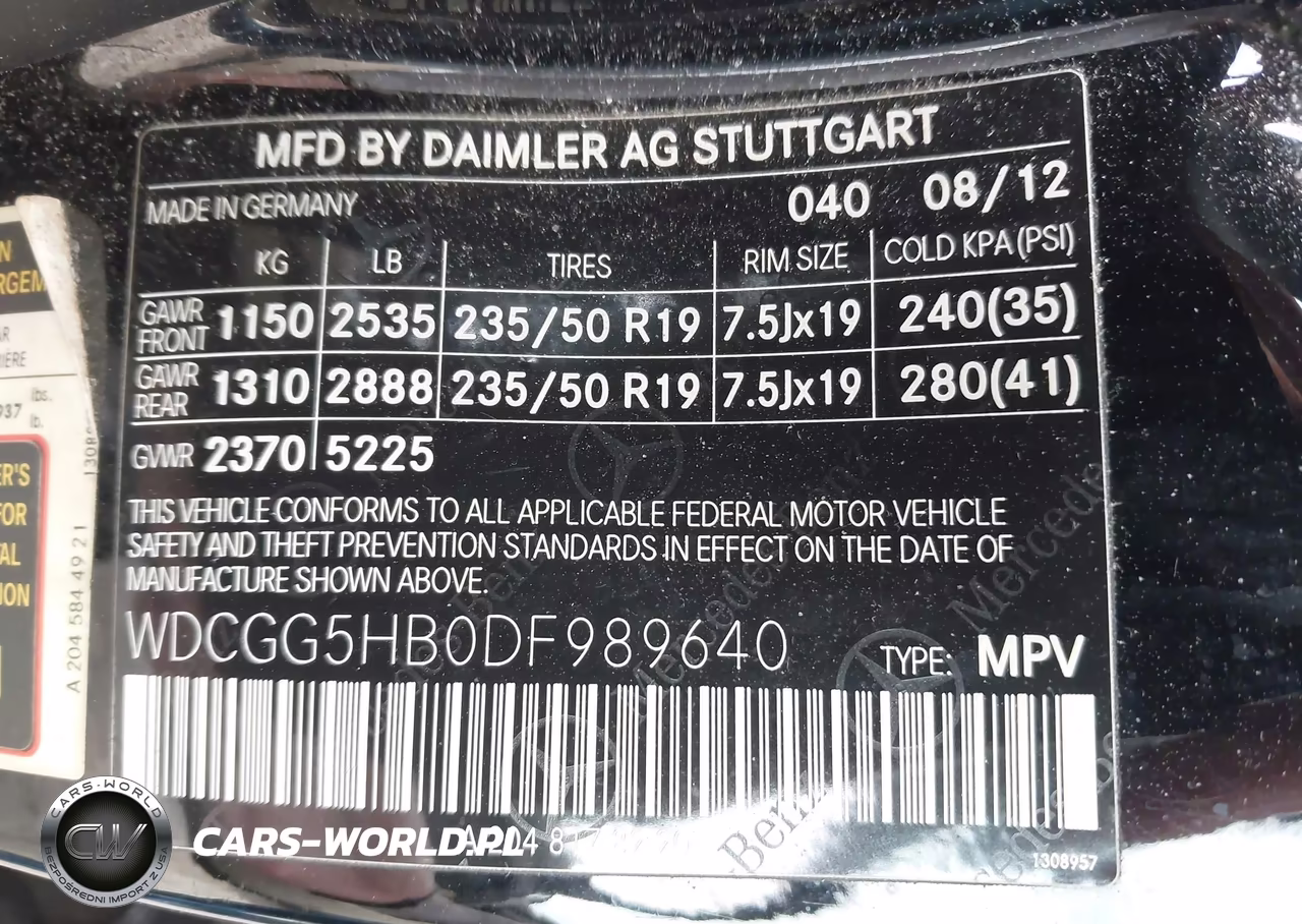 2013 Mercedes-Benz Glk 350 VIN:WDCGG5HB0DF989640 - 9