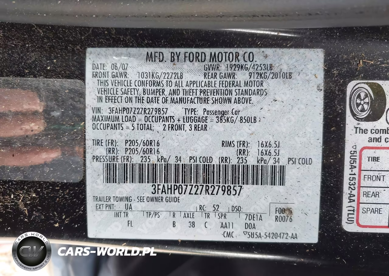2007 Ford Fusion Se VIN:3FAHP07Z27R279857 - 9