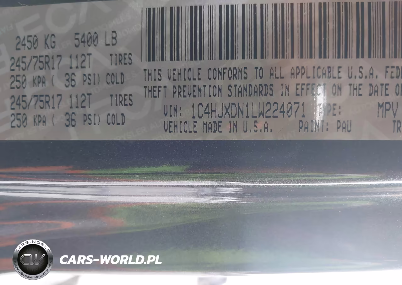 2020 Jeep Wrangler Unlimited Sport S 4X4 VIN:1C4HJXDN1LW224071 - 9