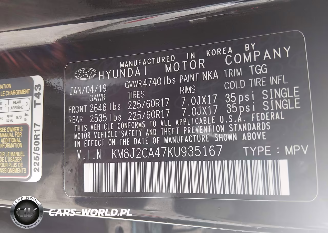 2019 Hyundai Tucson Se VIN:KM8J2CA47KU935167 - 9