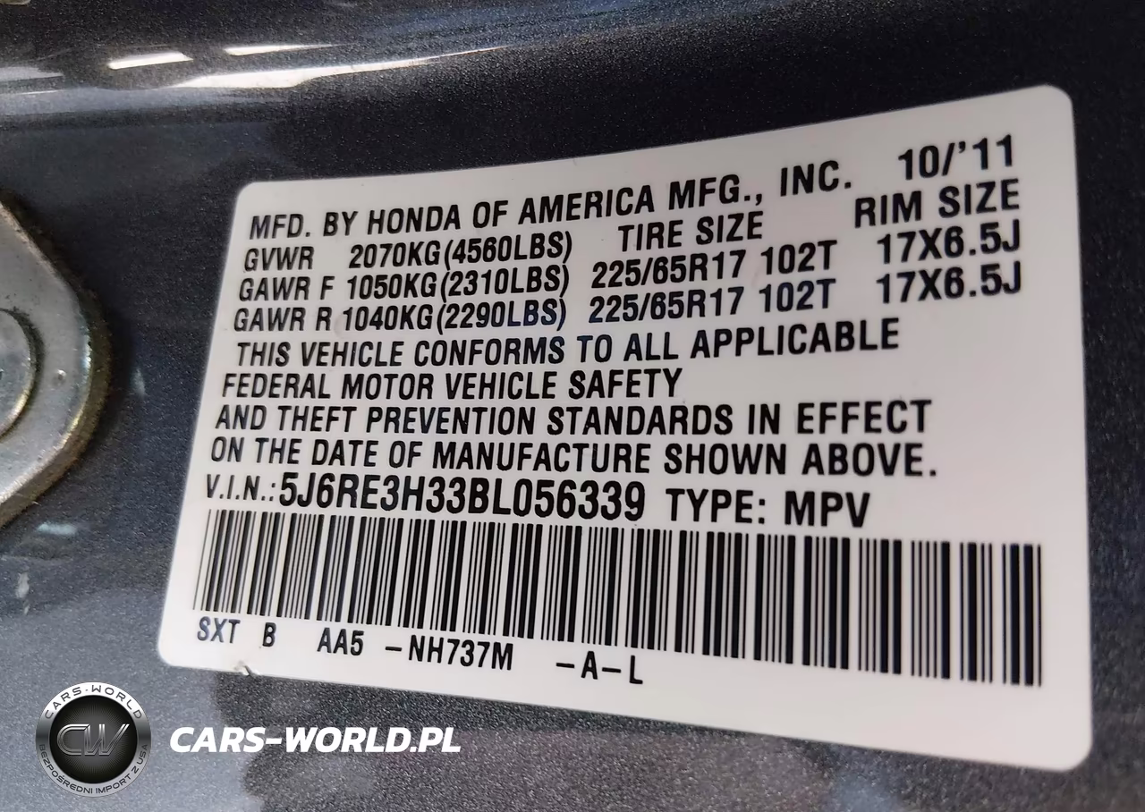 2011 Honda Cr-V Lx VIN:5J6RE3H33BL056339 - 9