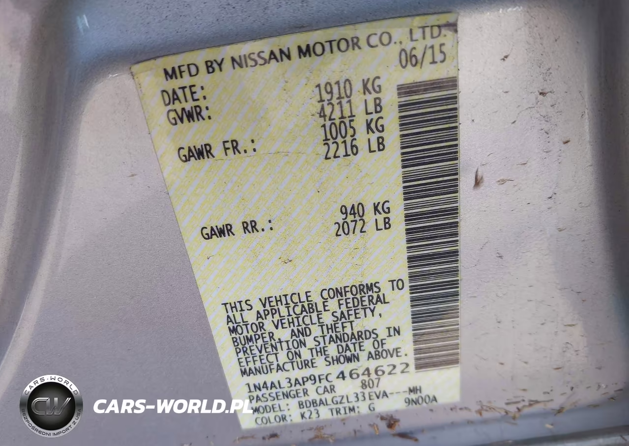 2015 Nissan Altima 2.5 S VIN:1N4AL3AP9FC464622 - 9