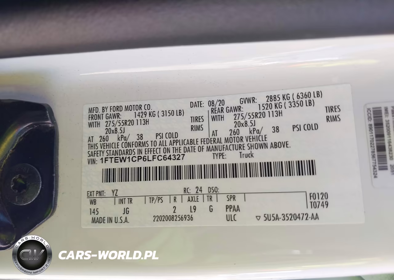 2020 Ford F-150 Xl VIN:1FTEW1CP6LFC64327 - 9