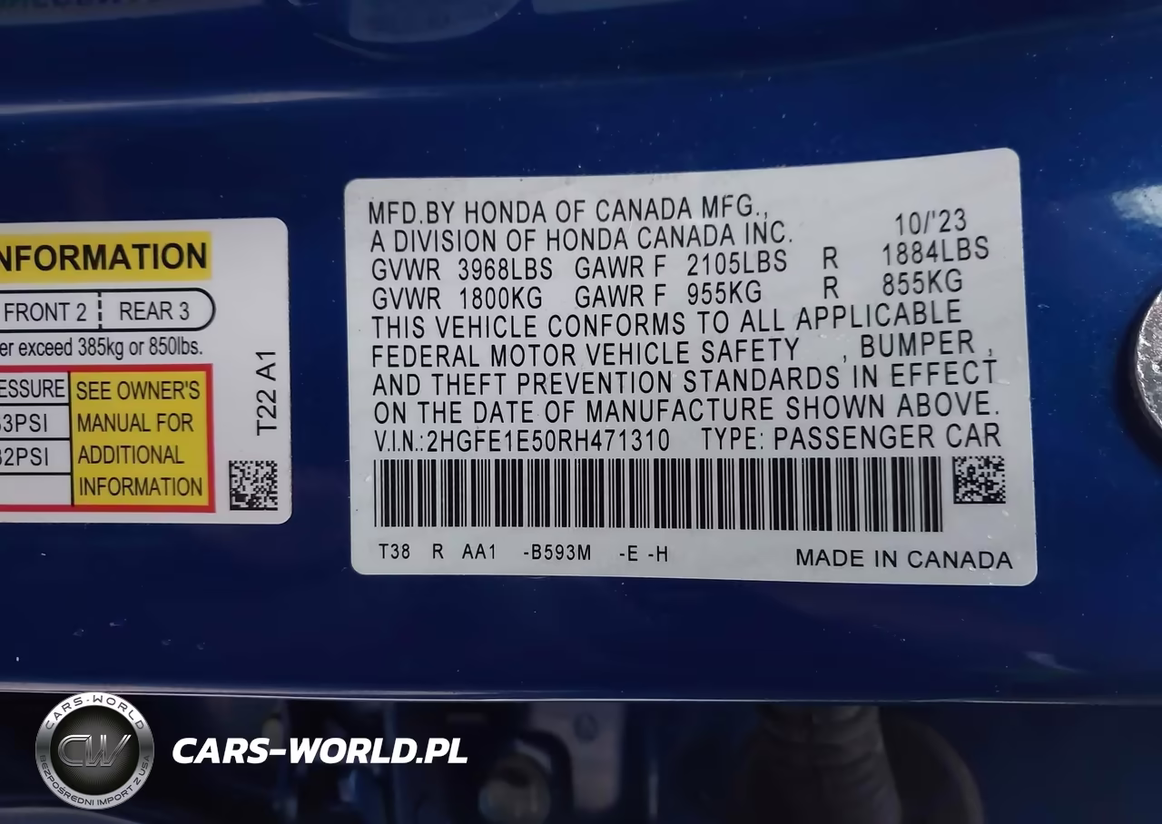 2024 Honda Civic Si Sedan VIN:2HGFE1E50RH471310 - 9