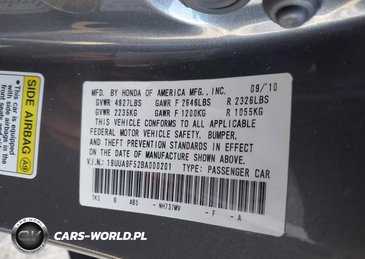 2011 Acura Tl 3.7 VIN:19UUA9F52BA000201 - 9