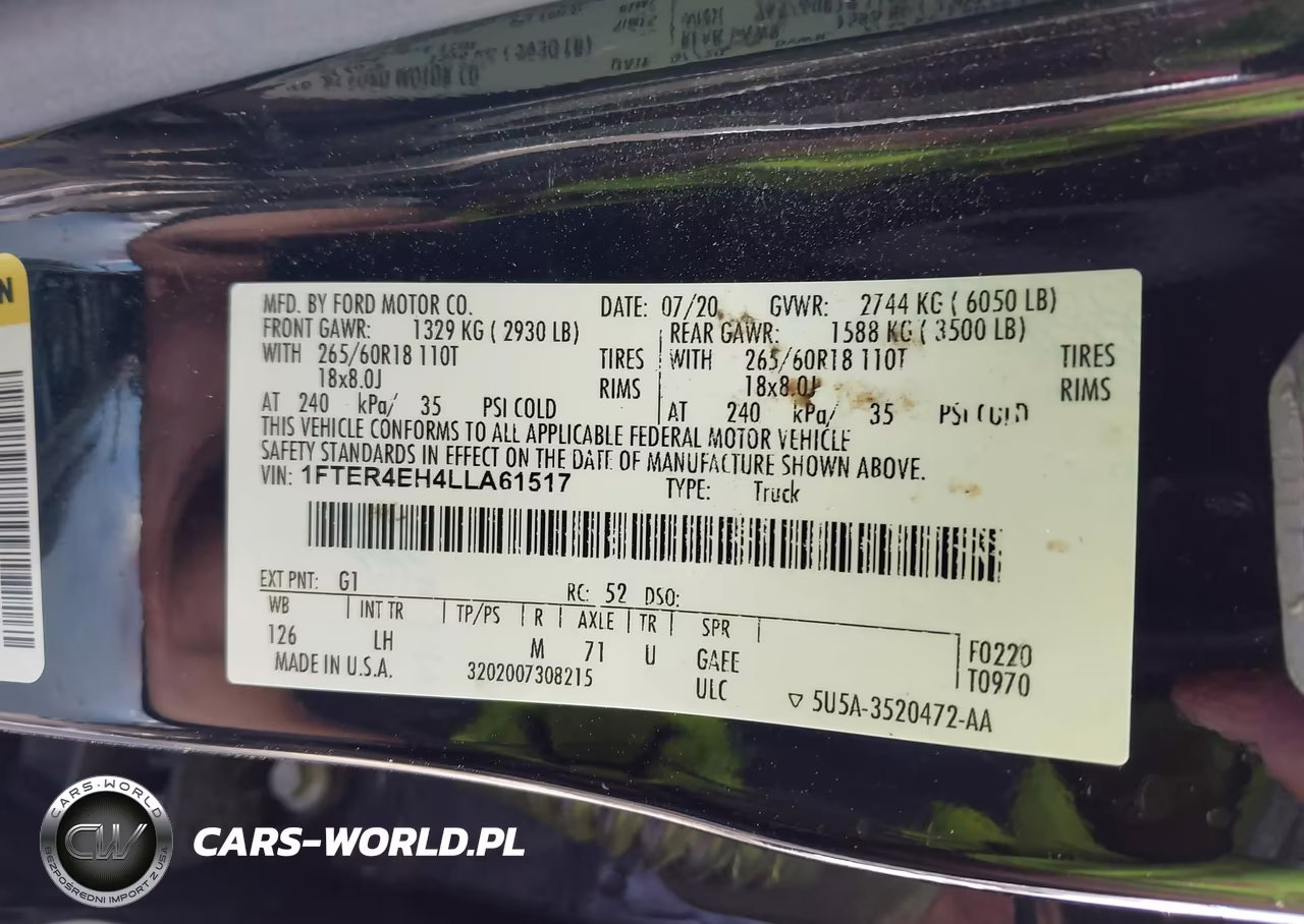 2020 Ford Ranger Xlt VIN:1FTER4EH4LLA61517 - 9