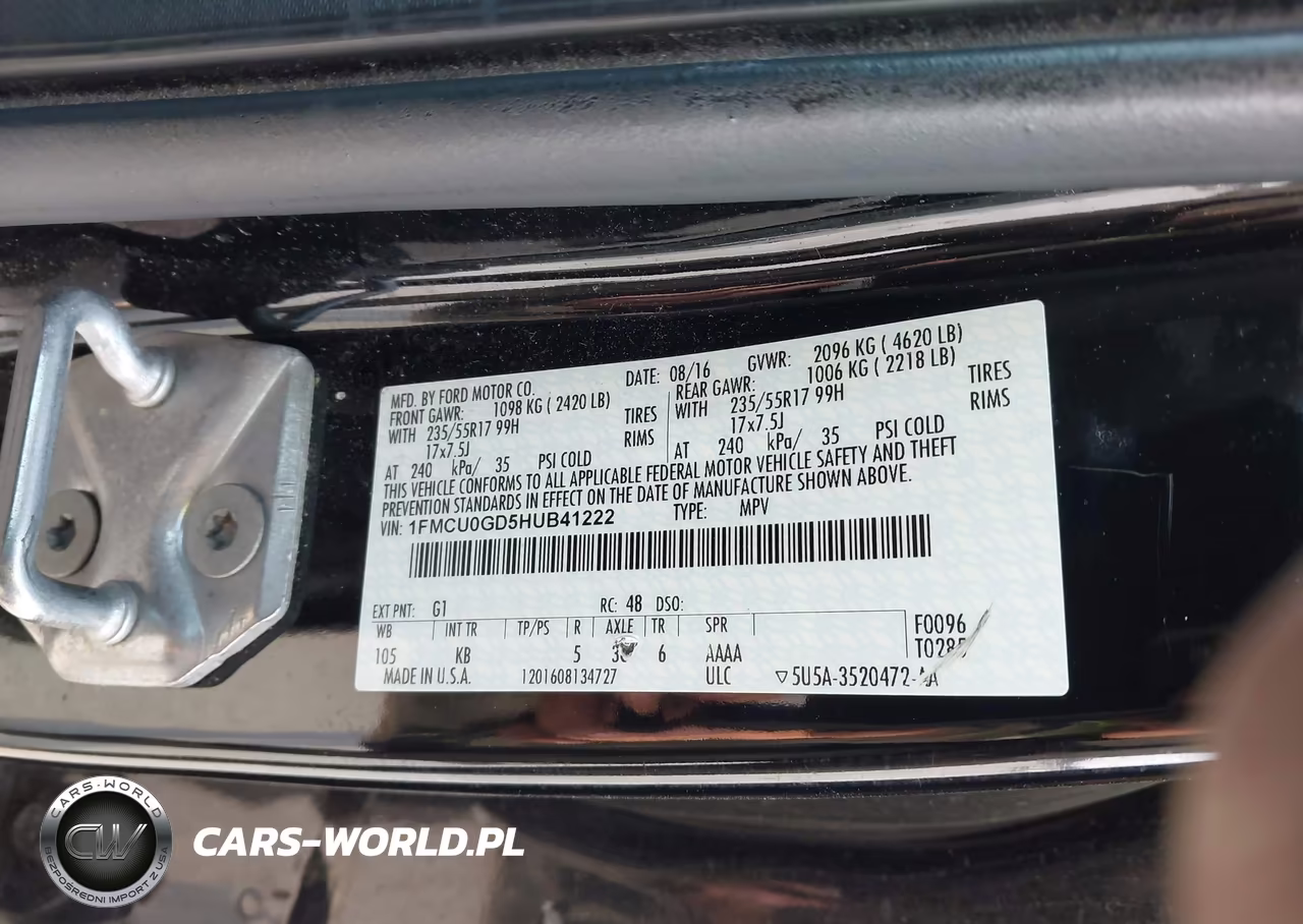 2017 Ford Escape Se VIN:1FMCU0GD5HUB41222 - 9