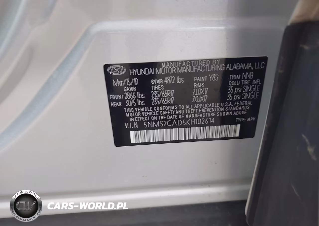2019 Hyundai Santa Fe Se VIN:5NMS2CAD5KH102614 - 9