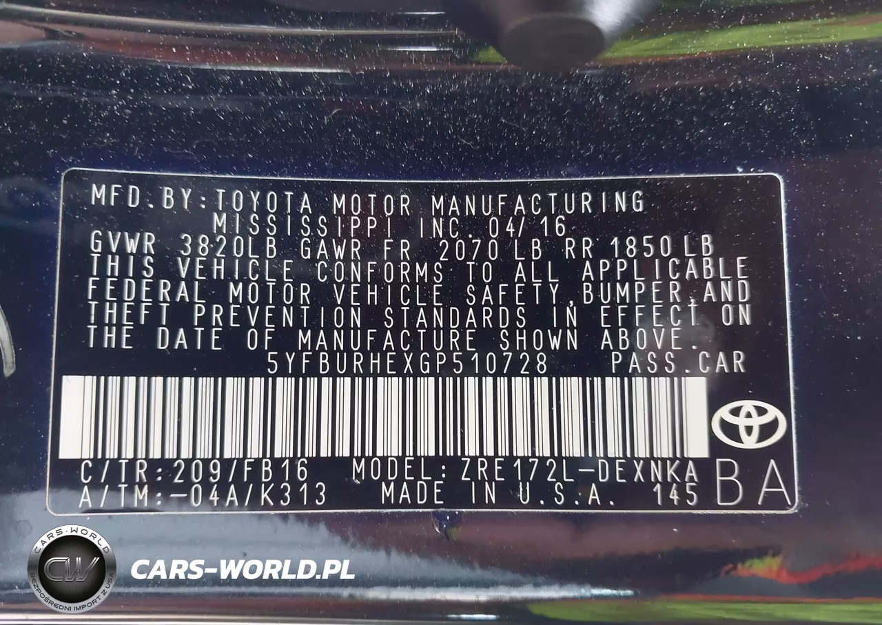 2016 Toyota Corolla Le VIN:5YFBURHEXGP510728 - 9