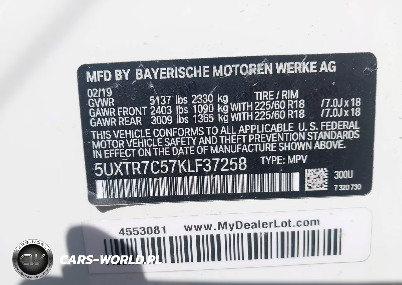 2019 BMW X3 Sdrive30I VIN:5UXTR7C57KLF37258 - 9