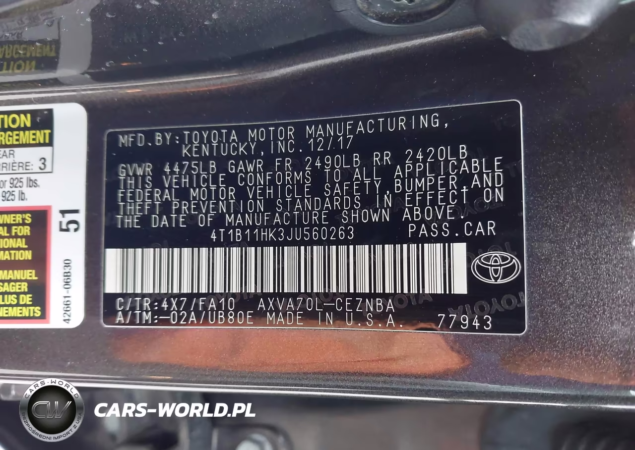 2018 Toyota Camry Le VIN:4T1B11HK3JU560263 - 9