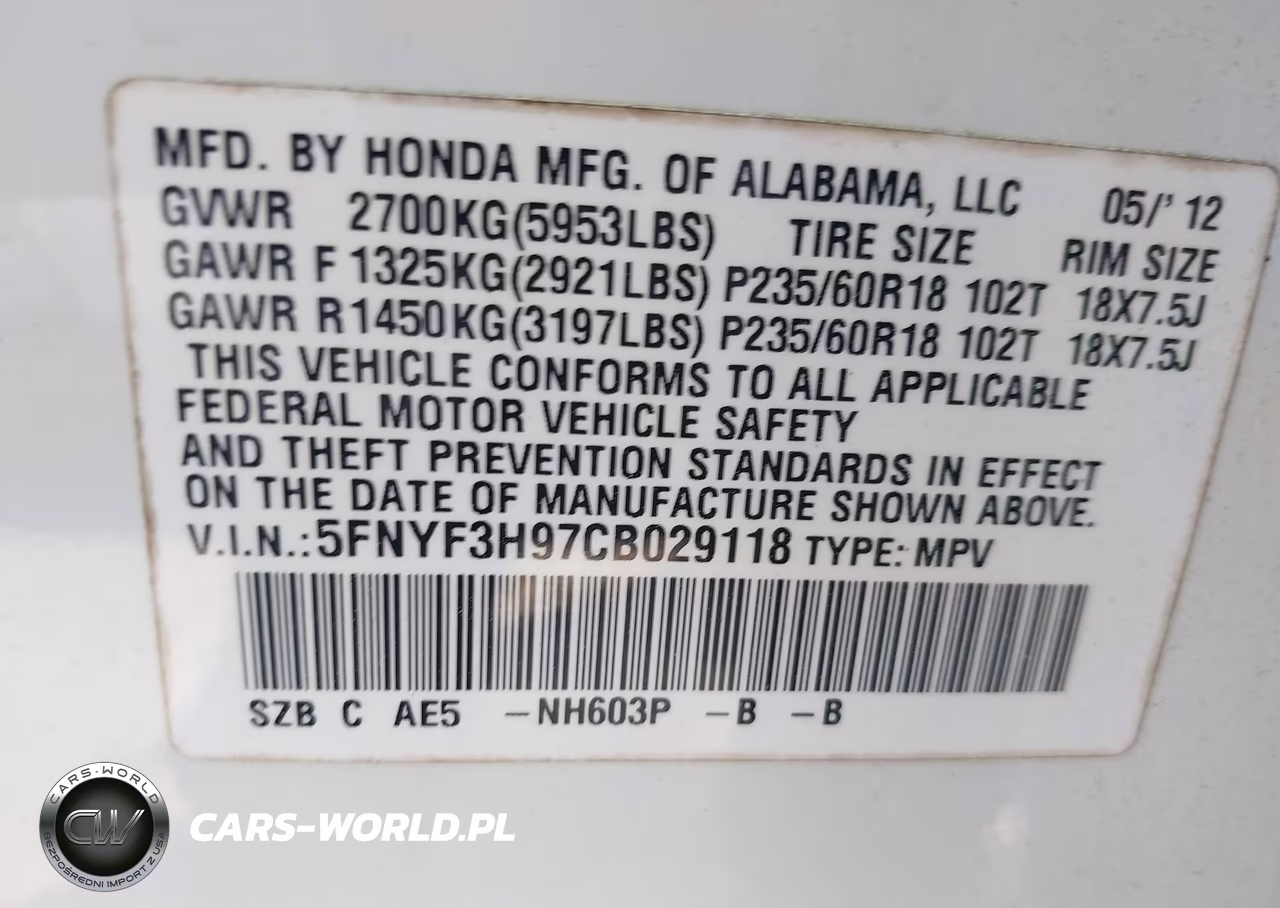 2012 Honda Pilot Touring VIN:5FNYF3H97CB029118 - 9