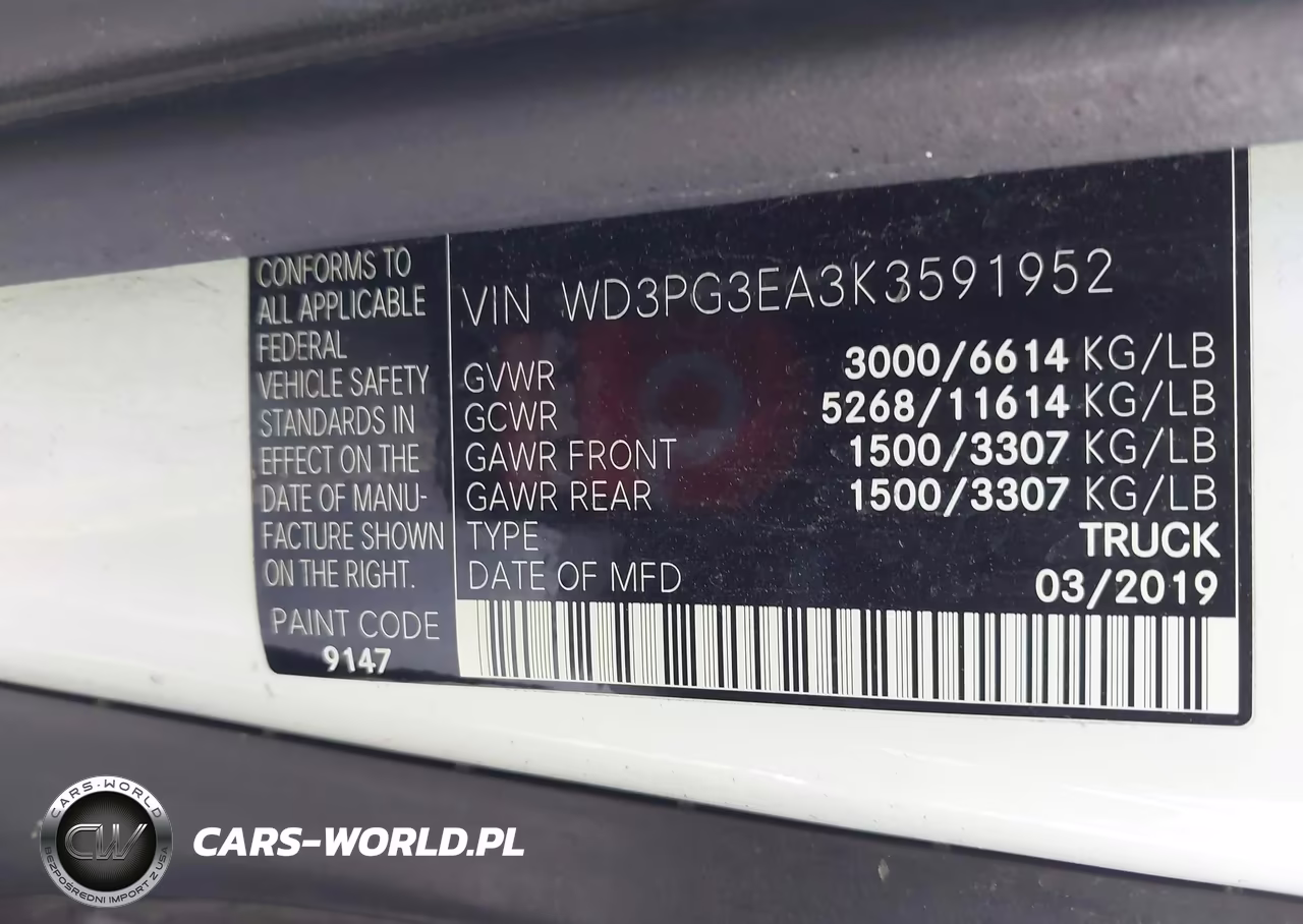 2019 Mercedes-Benz Metris VIN:WD3PG3EA3K3591952 - 9