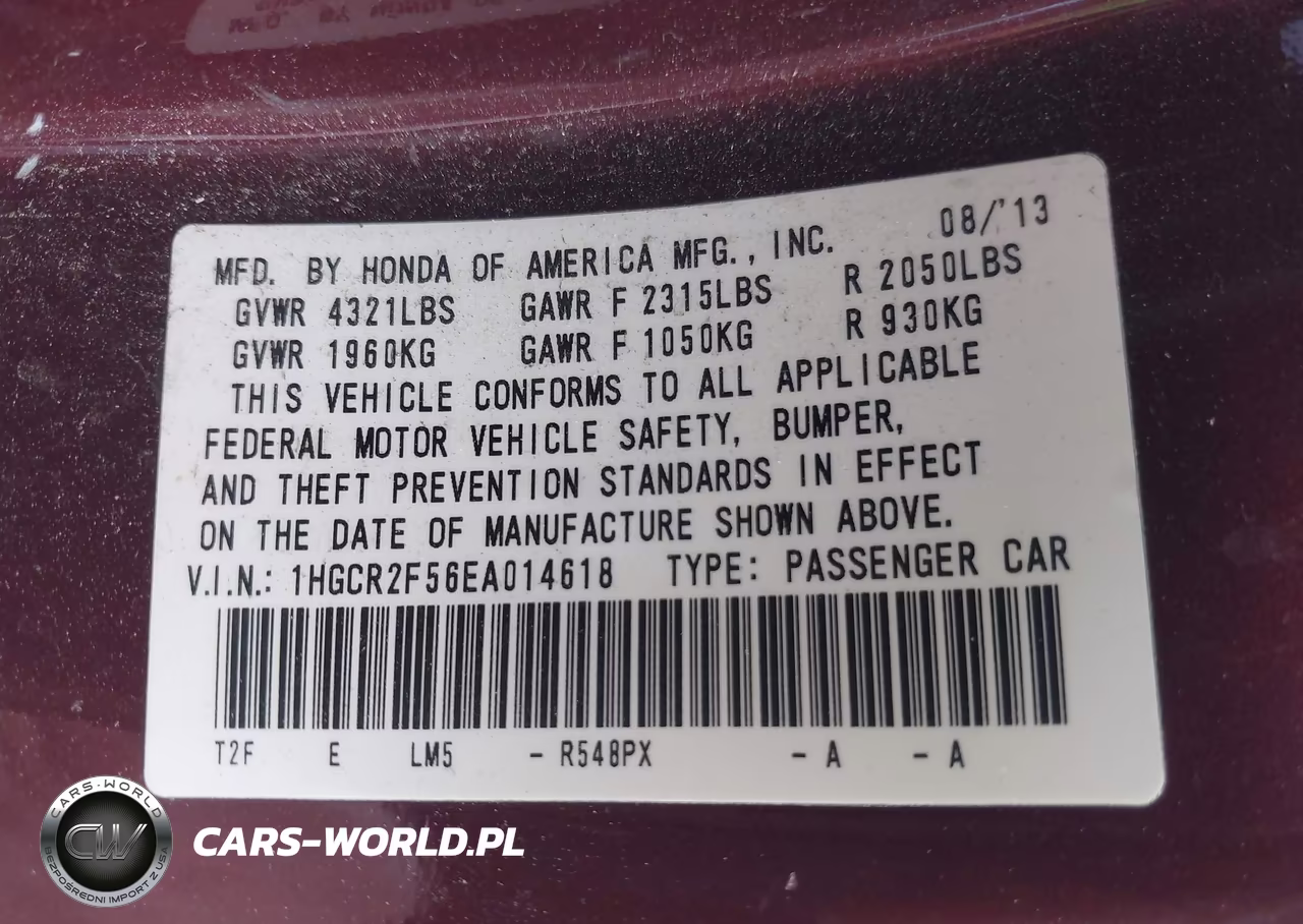 2014 Honda Accord Sport VIN:1HGCR2F56EA014618 - 9