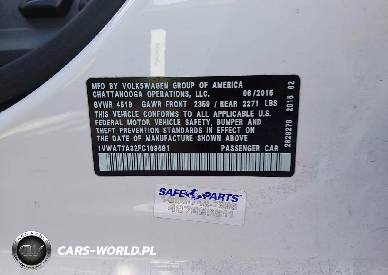 2015 Volkswagen Passat 1.8T Limited Edition VIN:1VWAT7A32FC109691 - 9