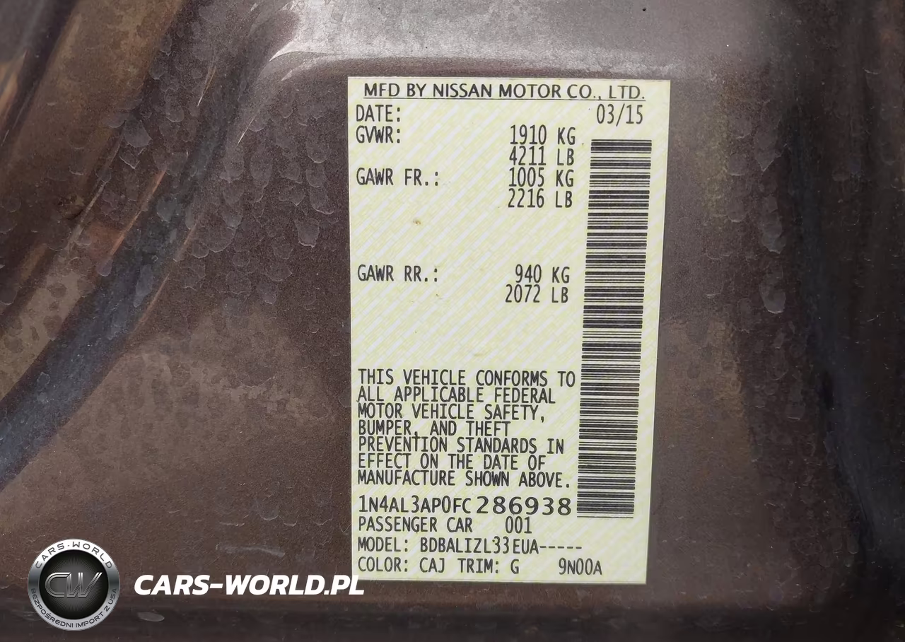 2015 Nissan Altima 2.5 Sv VIN:1N4AL3AP0FC286938 - 9
