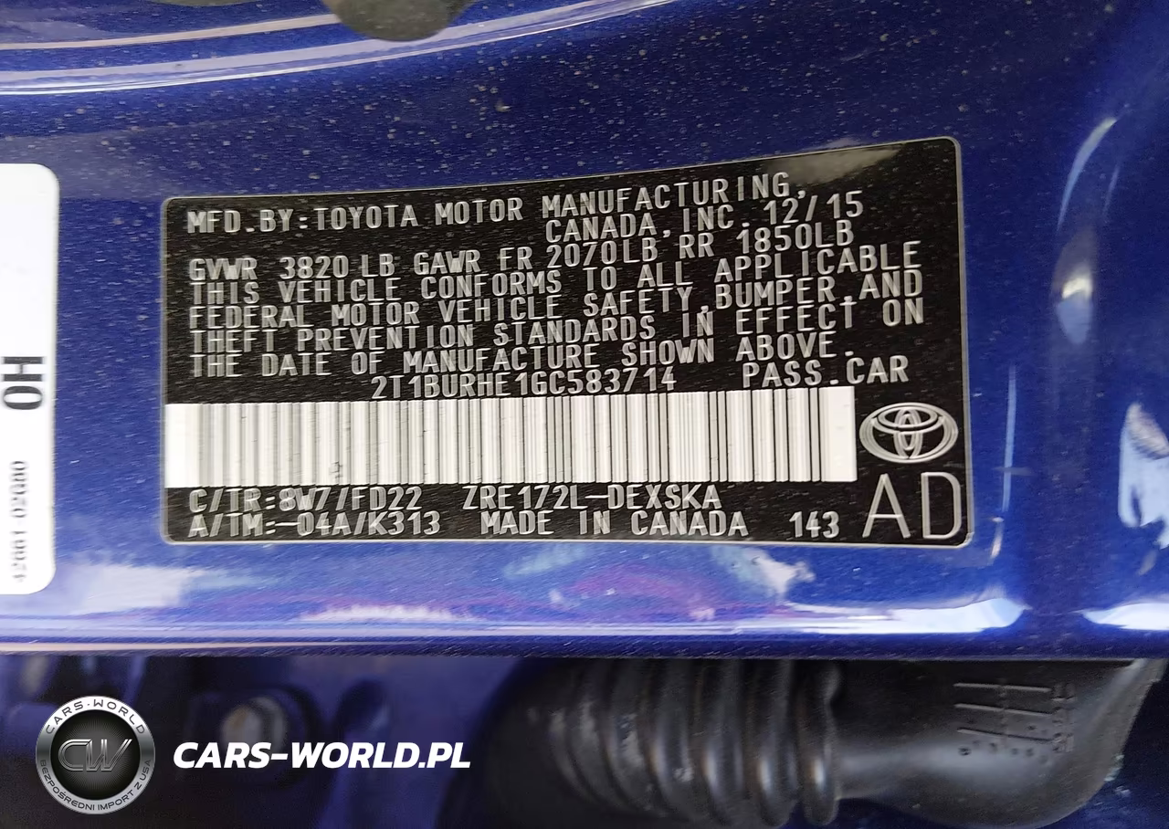 2016 Toyota Corolla S Plus VIN:2T1BURHE1GC583714 - 9
