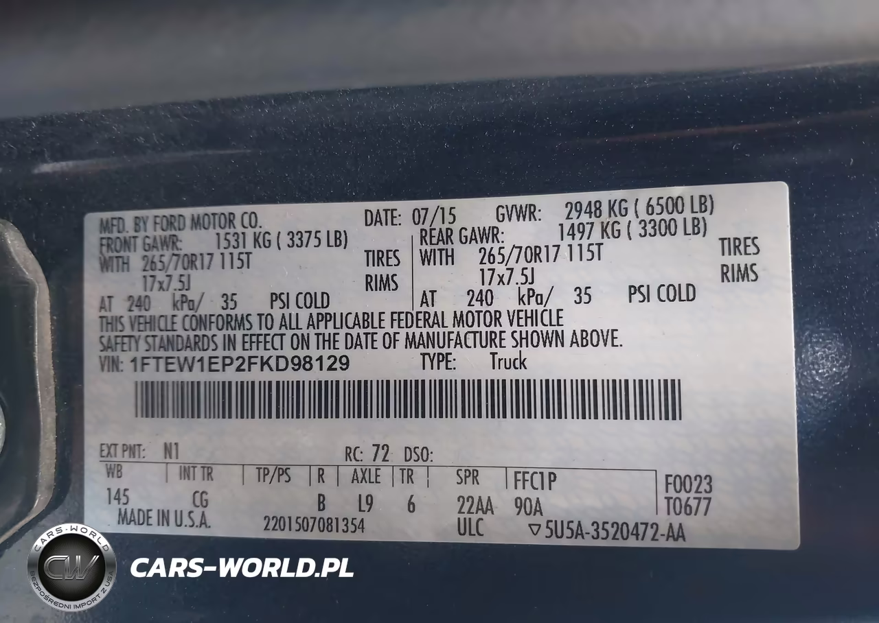 2015 Ford F-150 Xl VIN:1FTEW1EP2FKD98129 - 9