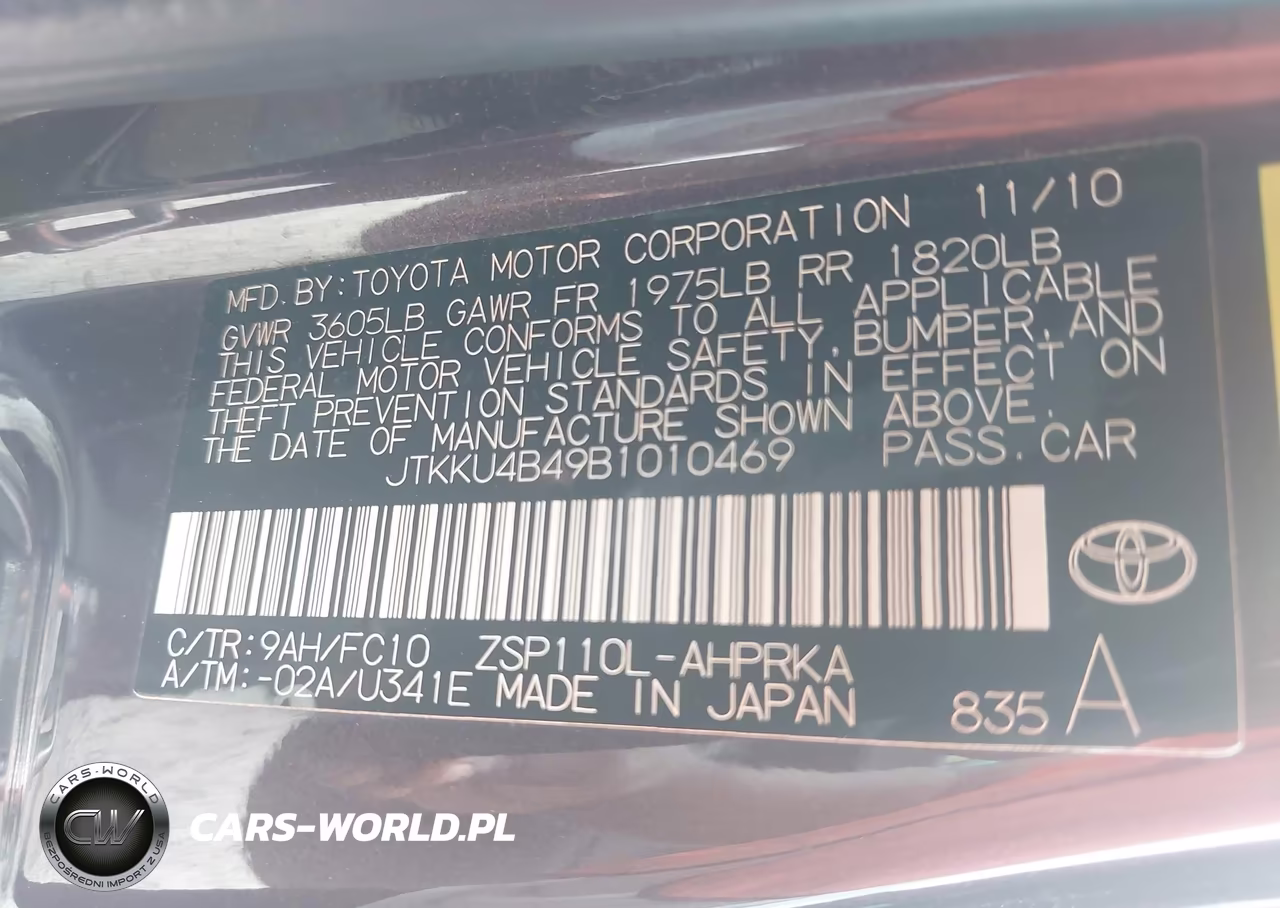 2011 Scion Xd VIN:JTKKU4B49B1010469 - 9