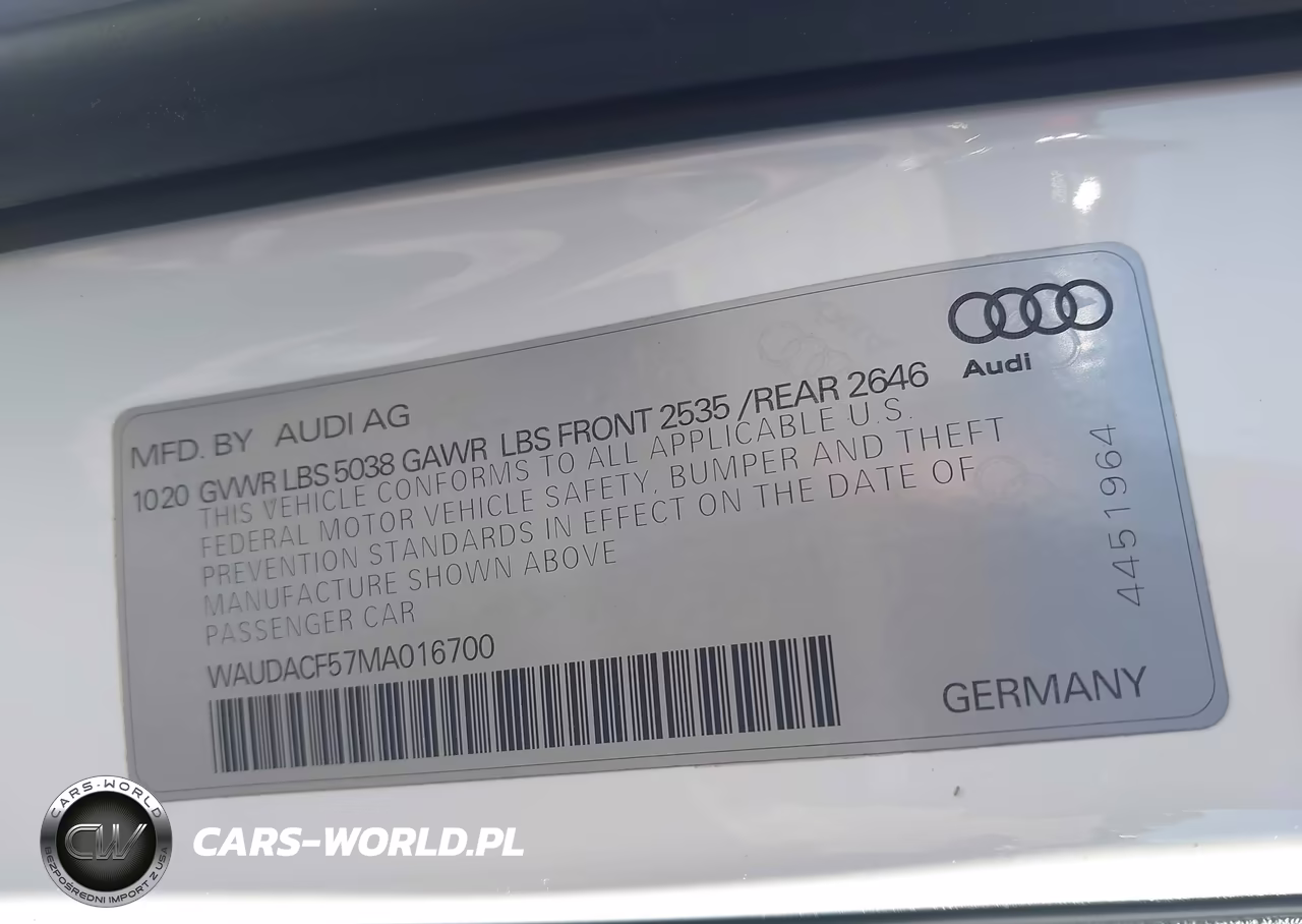 2021 Audi A5 Sportback Premium 45 Tfsi Quattro S Tronic VIN:WAUDACF57MA016700 - 9