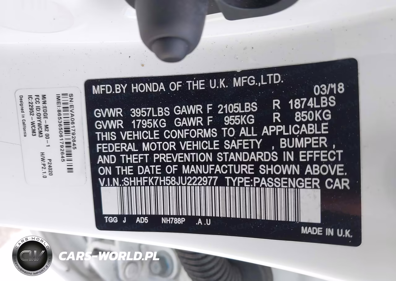 2018 Honda Civic Ex VIN:SHHFK7H58JU222977 - 9