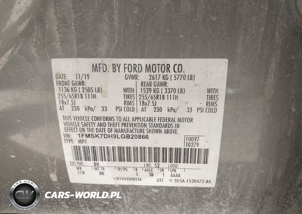 2020 Ford Explorer Xlt VIN:1FMSK7DH9LGB20866 - 9