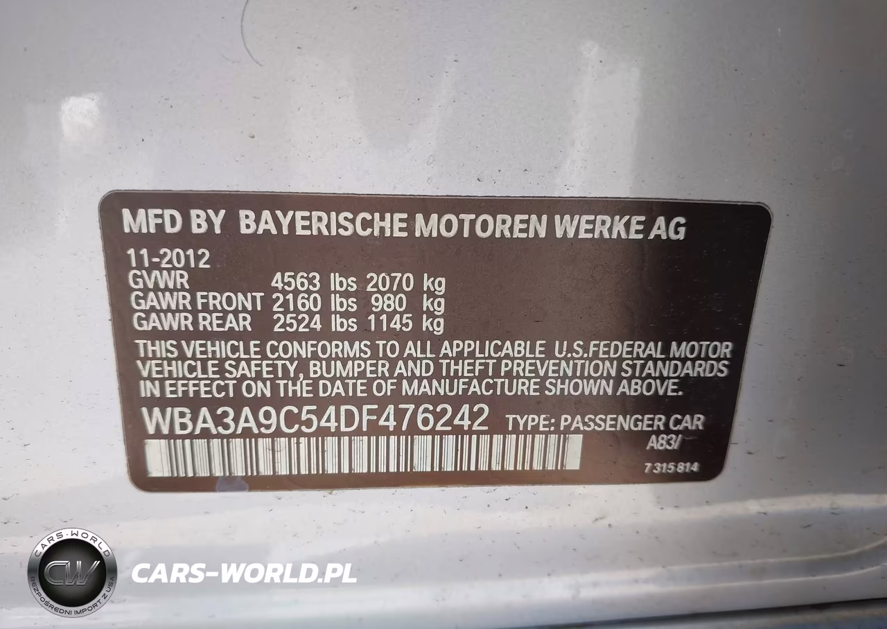2013 BMW 335I VIN:WBA3A9C54DF476242 - 9