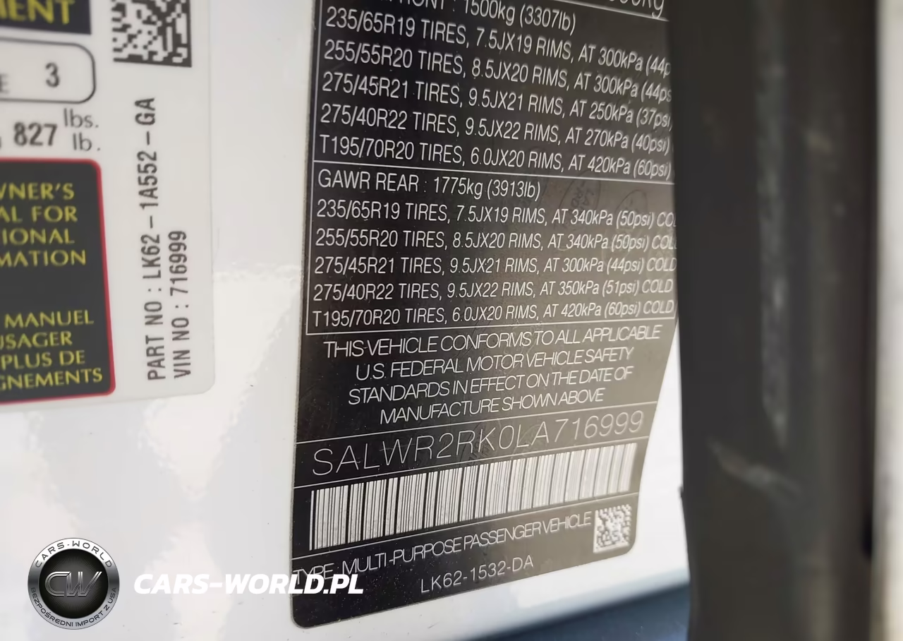 2020 Land Rover Range Rover Sport Hse Td6 VIN:SALWR2RK0LA716999 - 9
