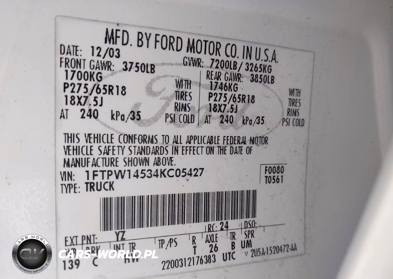 2004 Ford F-150 Fx4-Lariat-Xlt VIN:1FTPW14534KC05427 - 9