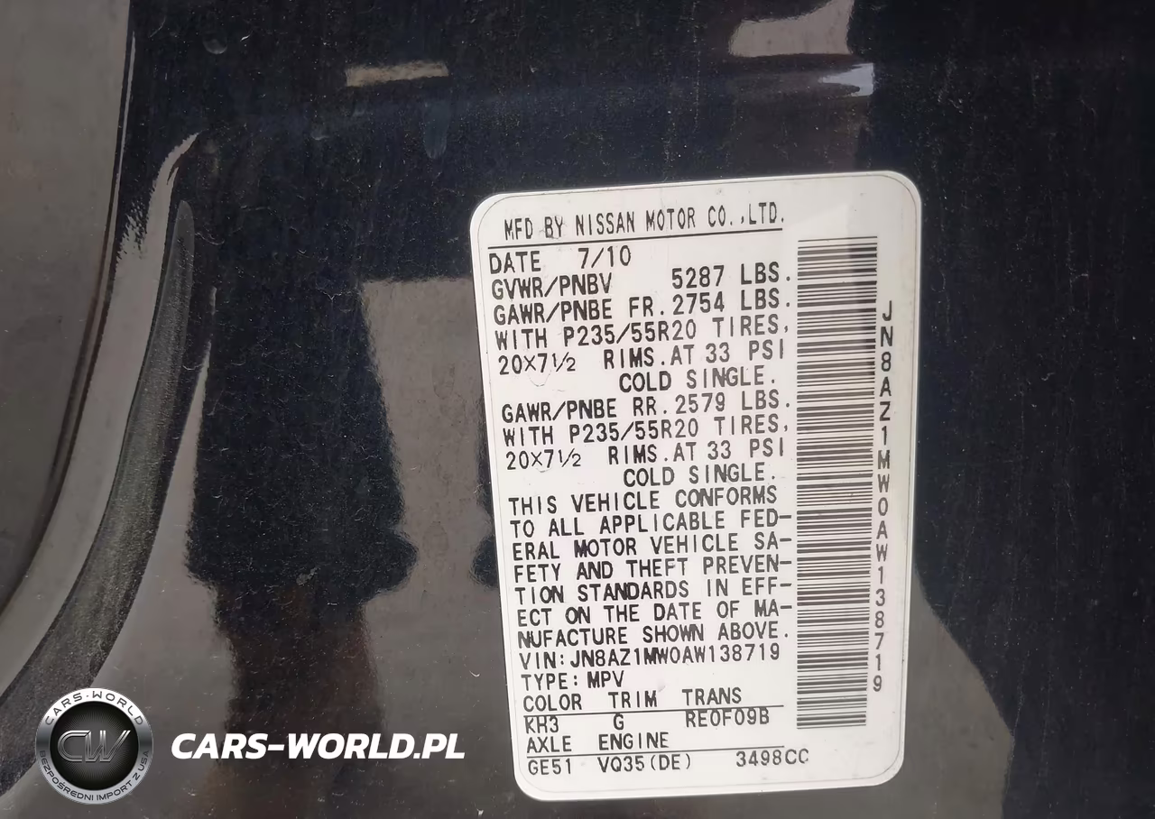 2010 Nissan Murano Le VIN:JN8AZ1MW0AW138719 - 9