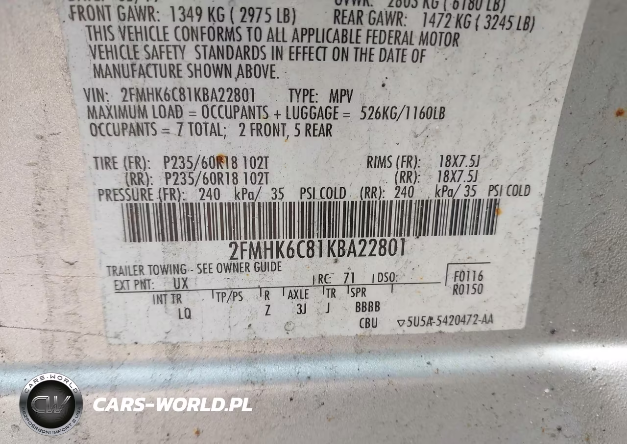 2019 Ford Flex Sel VIN:2FMHK6C81KBA22801 - 9