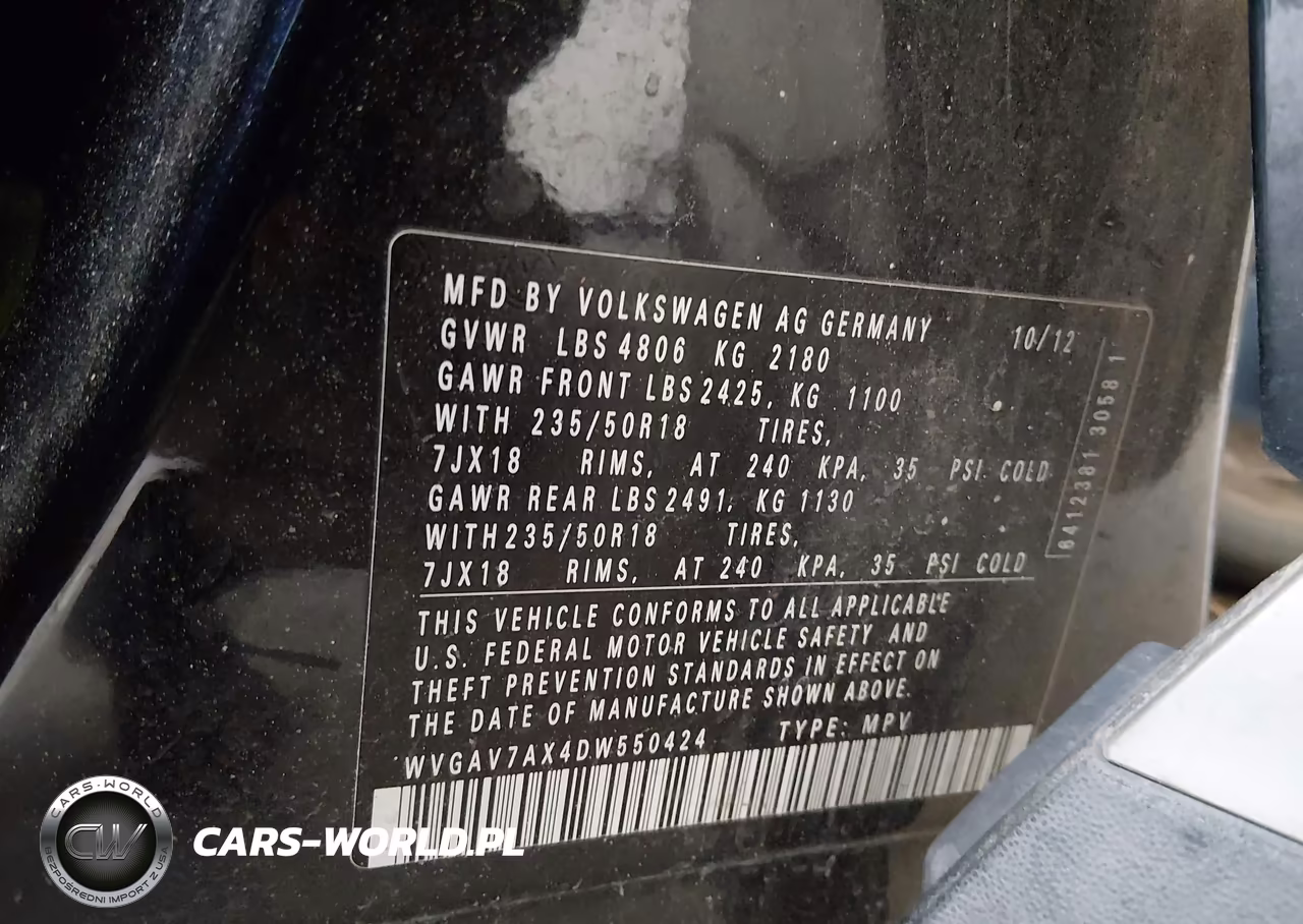 2013 Volkswagen Tiguan Se VIN:WVGAV7AX4DW550424 - 9
