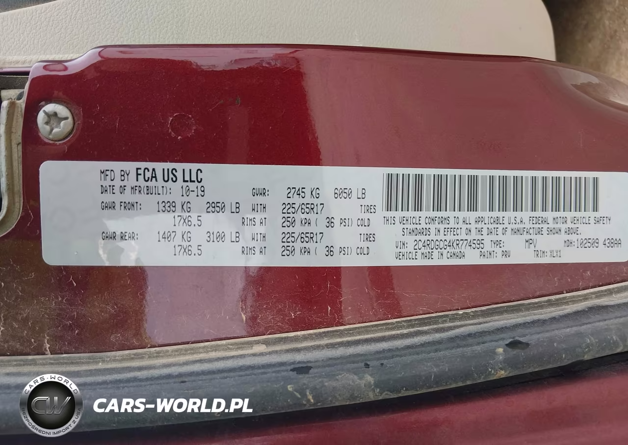 2019 Dodge Grand Caravan Sxt VIN:2C4RDGCG4KR774595 - 9