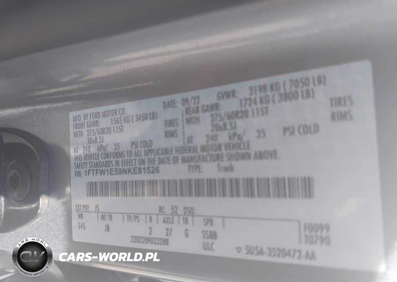 2022 Ford F-150 Xl VIN:1FTFW1E59NKE81526 - 9