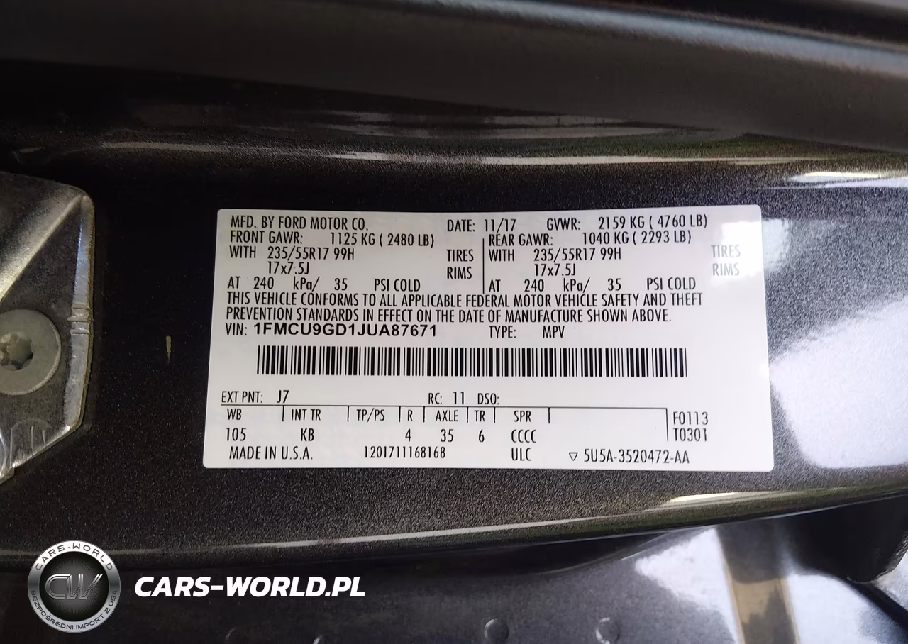 2018 Ford Escape Se VIN:1FMCU9GD1JUA87671 - 9