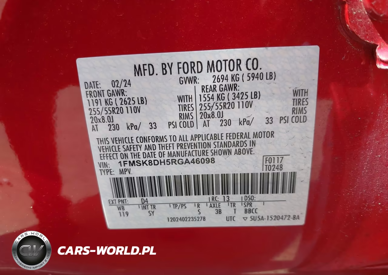 2024 Ford Explorer Xlt VIN:1FMSK8DH5RGA46098 - 9