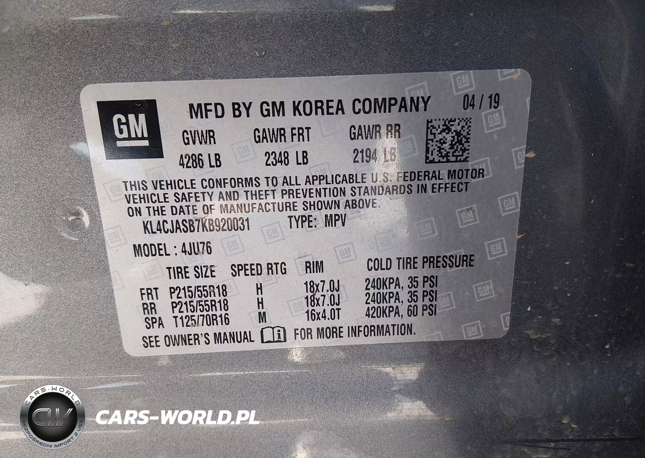 2019 Buick Encore Fwd Preferred VIN:KL4CJASB7KB920031 - 9