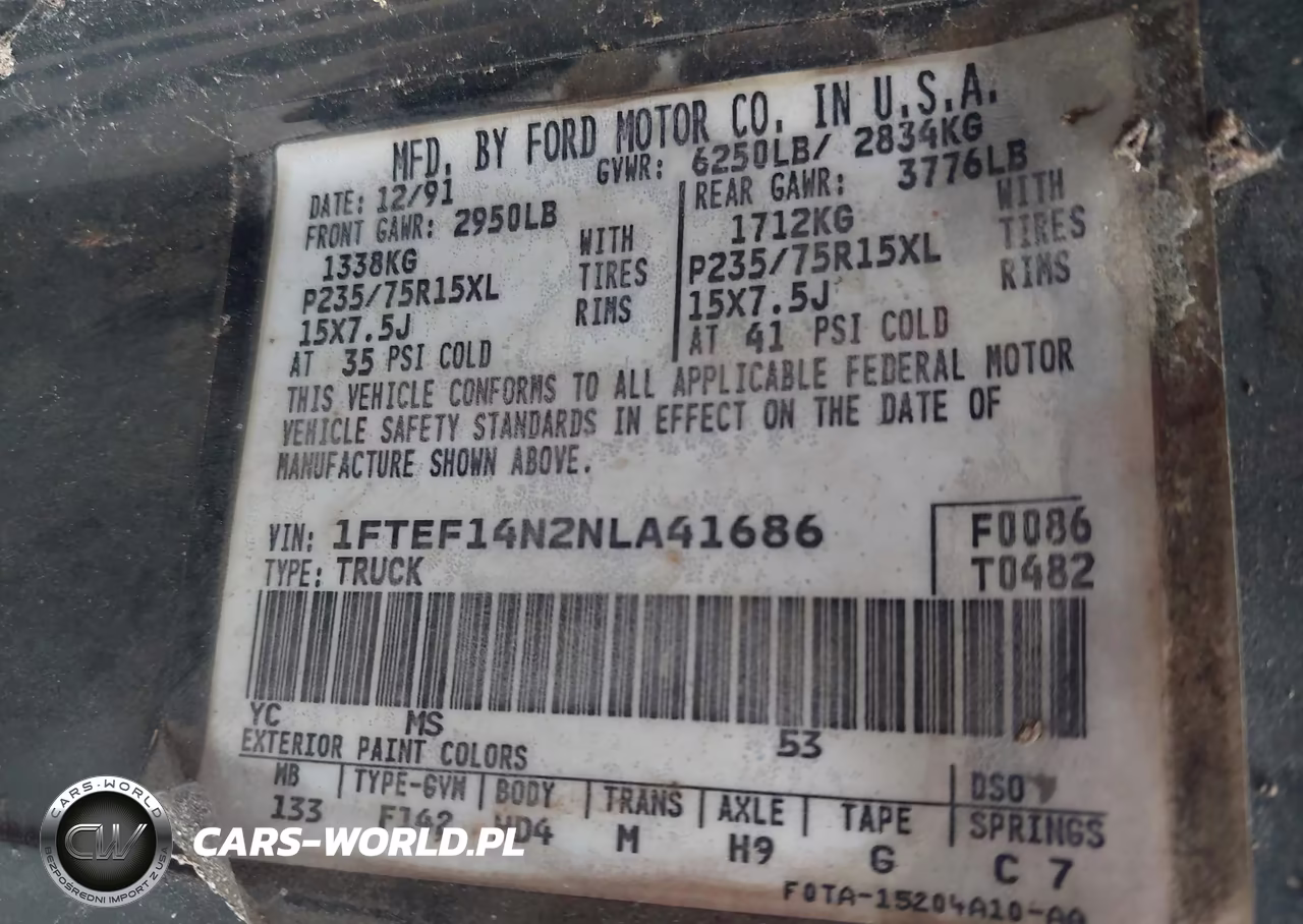 1992 Ford F150 VIN:1FTEF14N2NLA41686 - 9