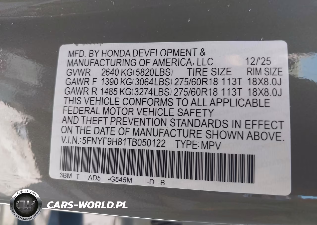 2026 Honda Passport Awd Trailsport Elite-Awd Trailsport Elite Blackout VIN:5FNYF9H81TB050122 - 9