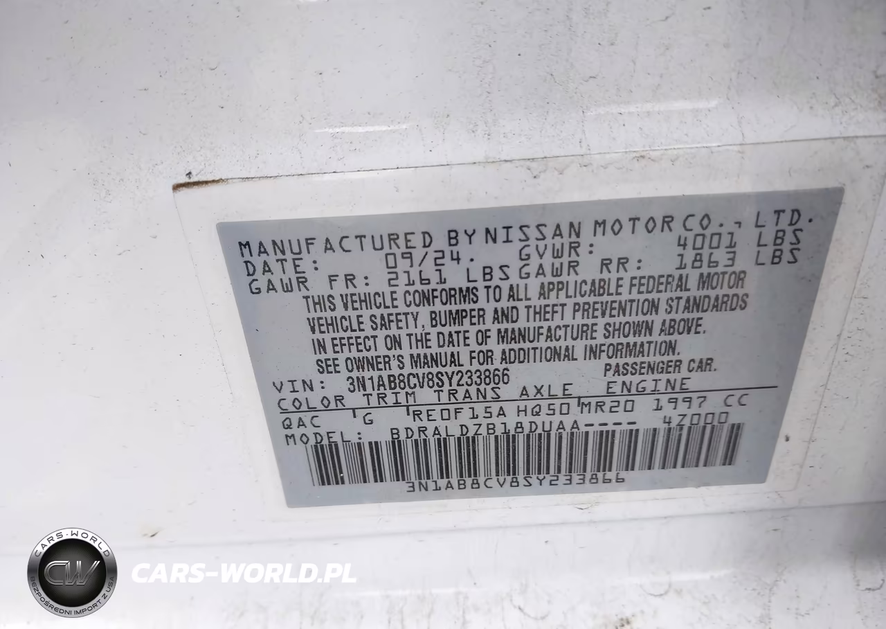 2025 Nissan Sentra Sv VIN:3N1AB8CV8SY233866 - 9