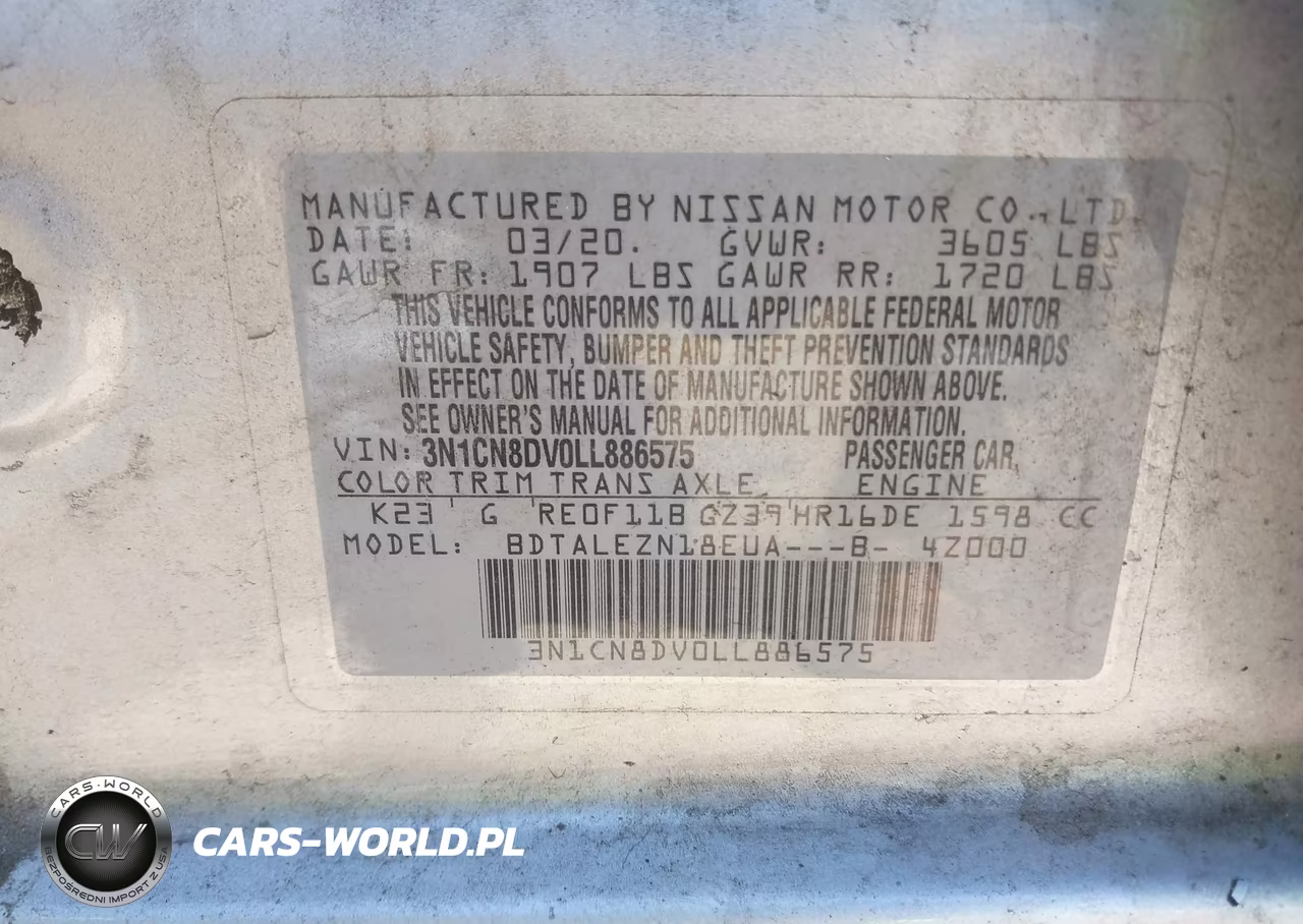 2020 Nissan Versa S Xtronic Cvt VIN:3N1CN8DV0LL886575 - 9